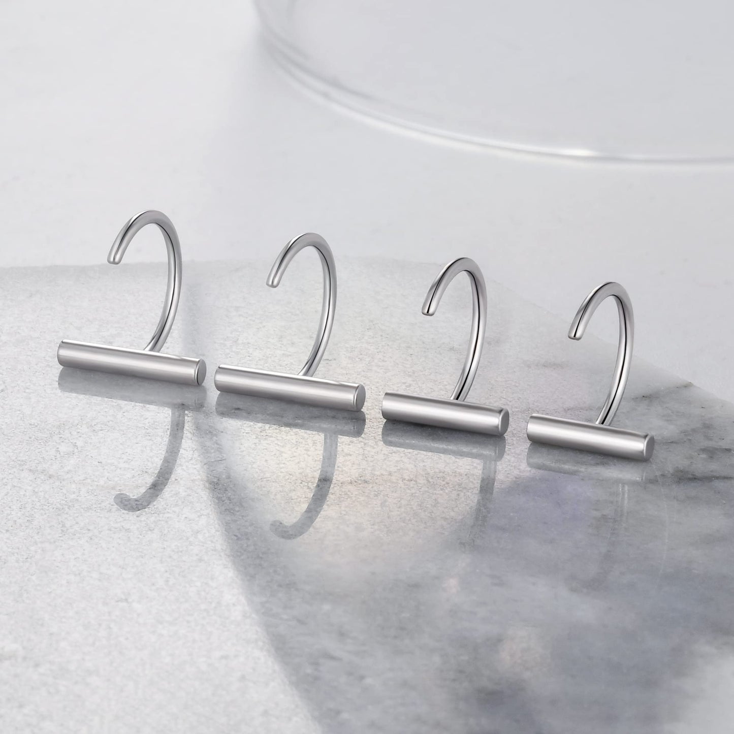 Huggie Hoop Earring 925 Sterling Silver Bar Huggy Earrings for Women Minimalist Ear Huggie Set Little Half Hoop Earrings 2 Pairs Bar Open Hug Hoop Earring