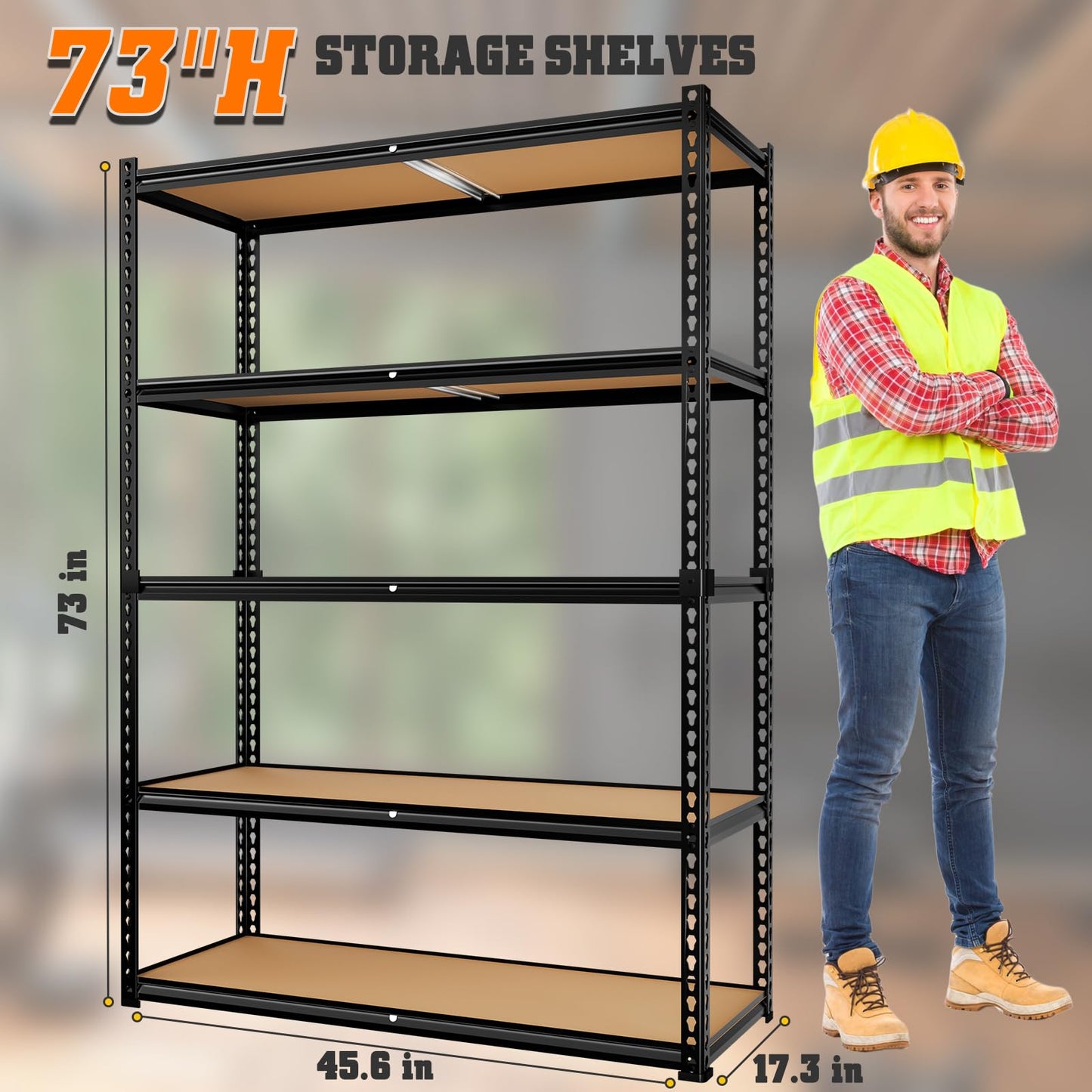 LEVELEVE 5-Tier Storage Shelving Unit, 2020 lbs Capacity, Heavy Duty Adjustable Metal Utility Shelf, 48" L x 18" W x 73" H for Garage, Kitchen, Pantry, Basement, Bathroom, Laundry, 3 Pack
