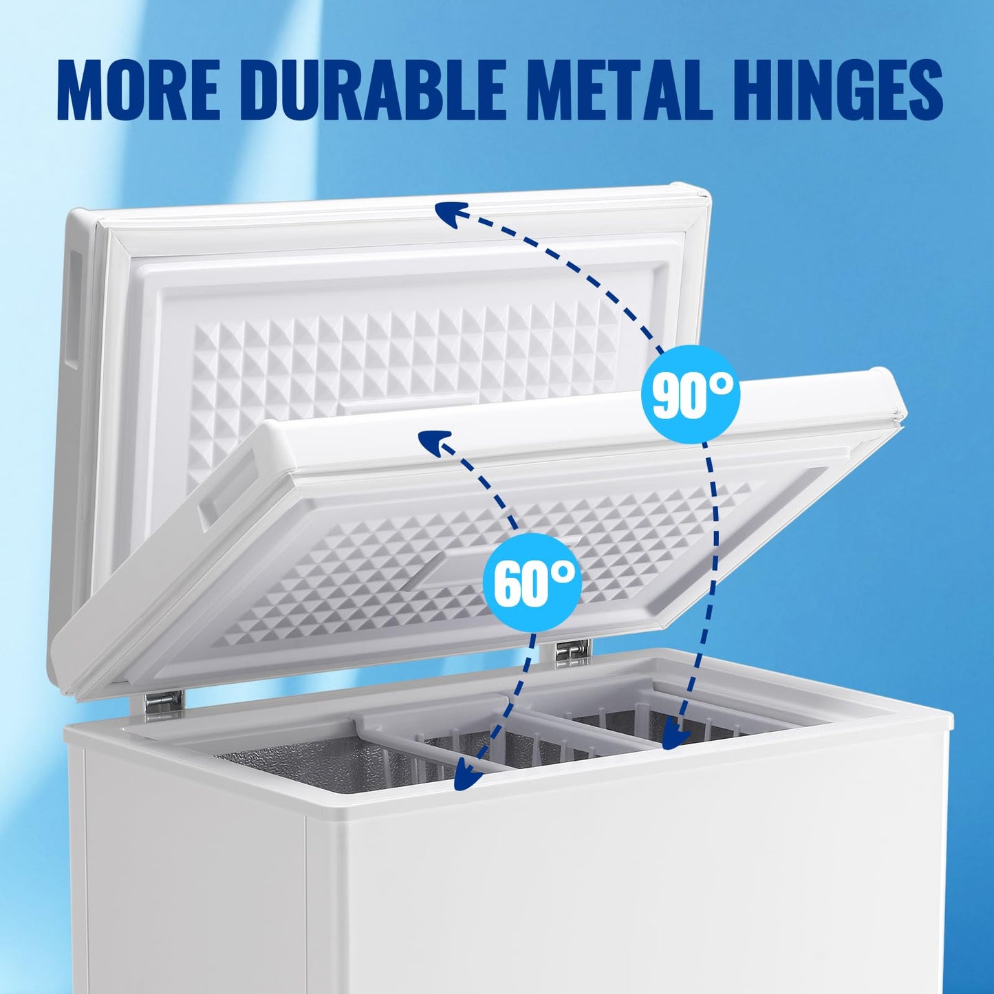 TACOOL Chest Freezr with Wheels Deep Freezer for Bulk Storage Top Open Door 2 Removable Baskets 7 Modes Temperature for Home Apartment Kitchen White