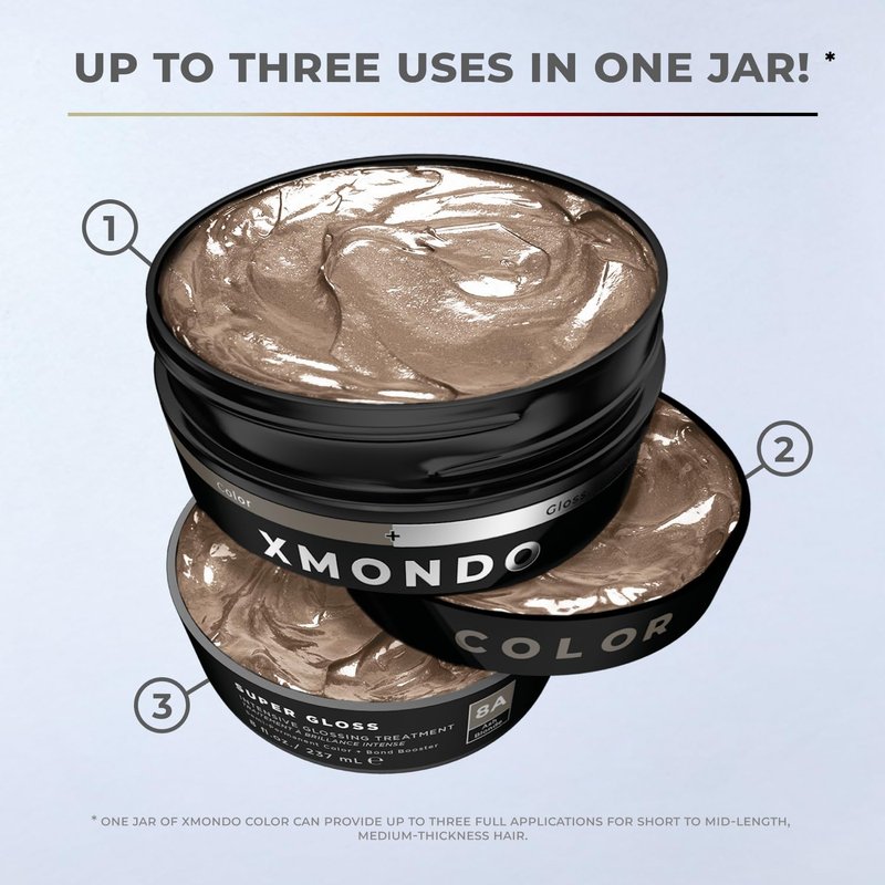 XMONDO Color Ash Blonde Color Depositing Mask & Semi-Permanent Hair Dye Super Gloss Infused with Bond Boosters for Nourishment, Revitalize & Repair, Vegan Formula, 8 Fl Oz