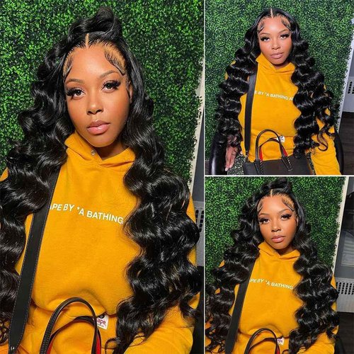 Smilulu 26 Inch 13x4 Lace Front Wigs Human Hair Body Wave Lace Front Wigs Human Hair Pre Plucked 13x4 Hd Lace Frontal Wigs Human Hd Lace Front Wigs for Black Women 180% Density