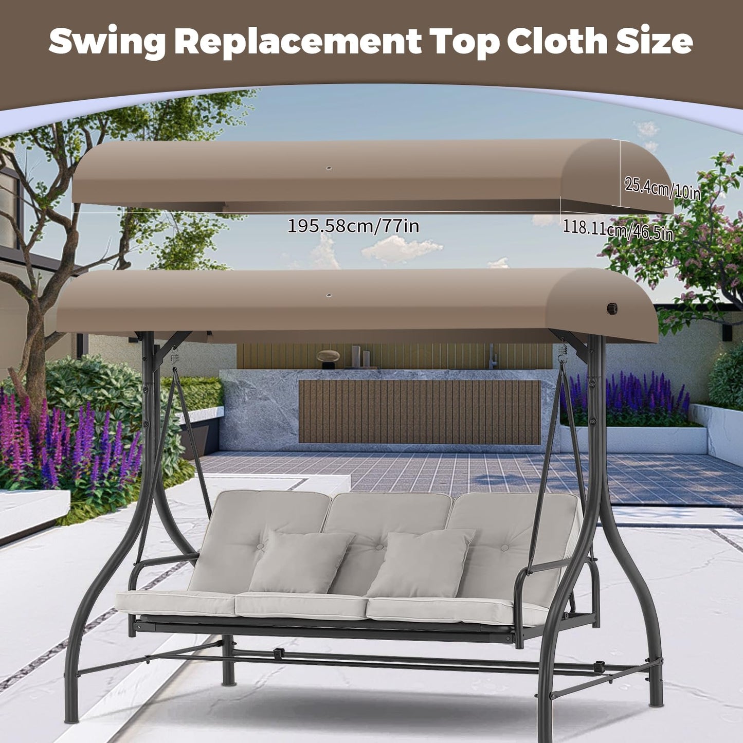 Replacement Canopy Top for GT Porch Swing Model GCS00229C, Outdoor Swing Chair Canopy Cover (Beige)