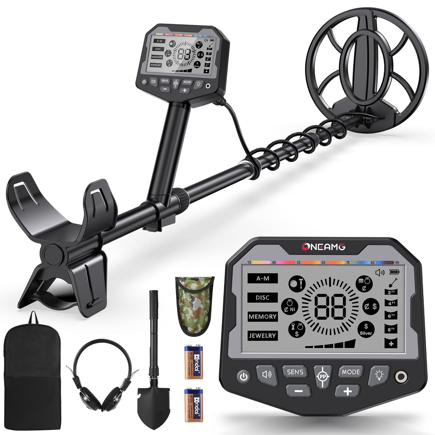 OneAmg Metal Detector for Adults,Higher Accuracy Gold Silver Metal Detectors Kit with Big LCD Display,Advanced DSP Chip 10" IP68 Coil,5 Modes Underwater Gold Detector for Beach Hunting and Backyard