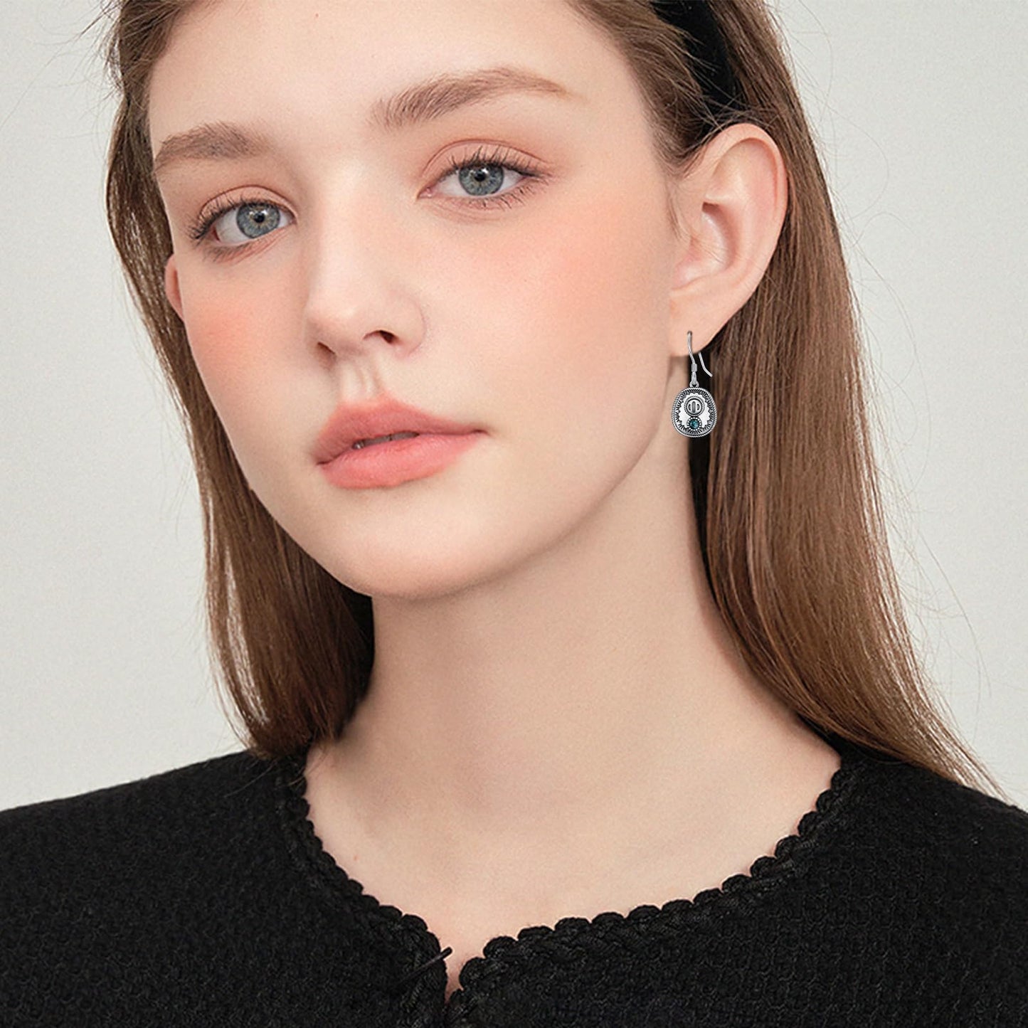 KoyeKei Cowboy Hat Earrings for Women 925 Sterling Silver Cowgirl Hat Turquoise Dangle Drop Earrings Western Country Jewelry Gifts for Daughter Wife Girlfriend