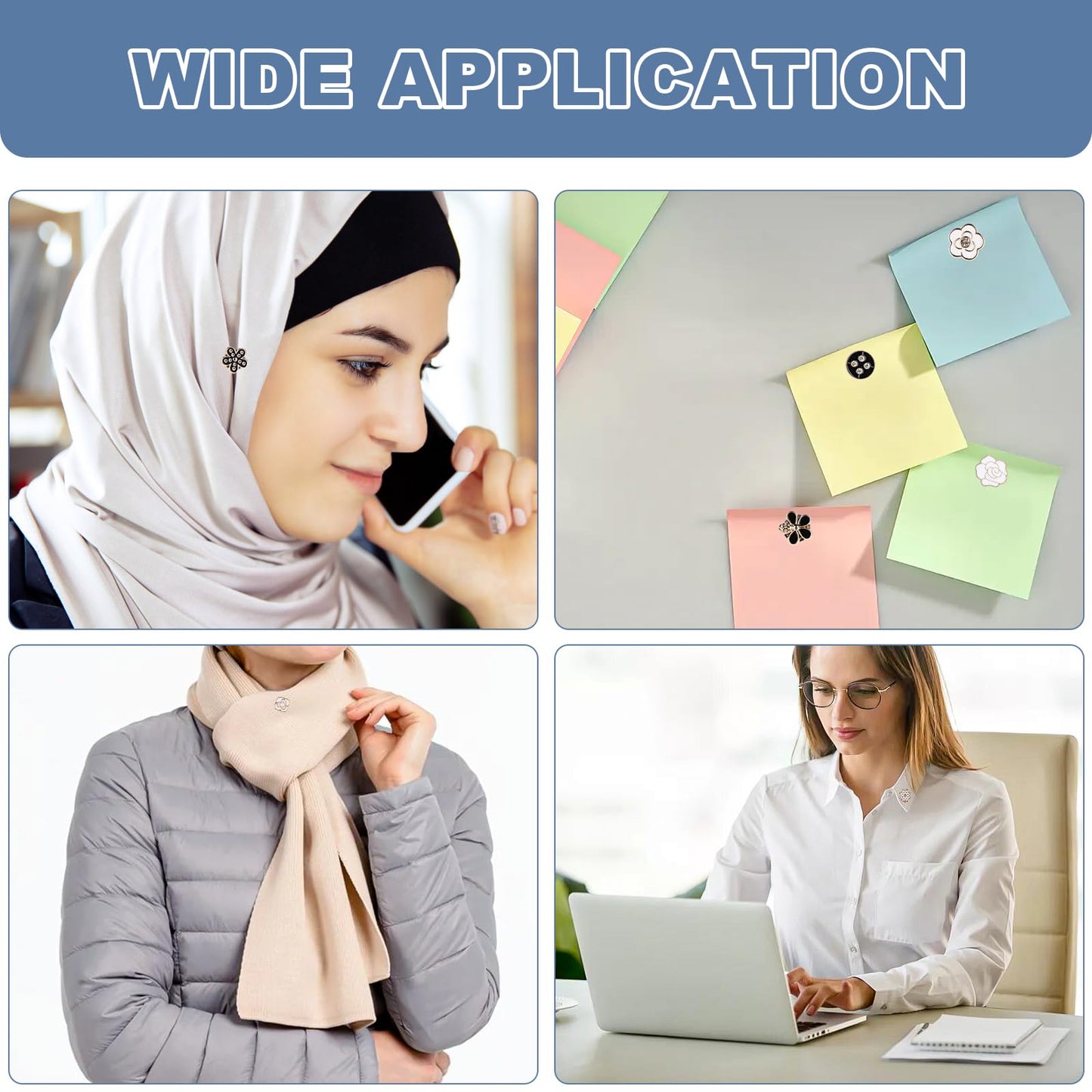 8PCS Hijabs Magnetic Pins, Multi-Purpose Strong Magnets Pins, Pinless Scarf Magnetic Pin, Rhinestones Brooch Small Scarf Clasp Pin for Women Clothes Scarves (Flower Shape)