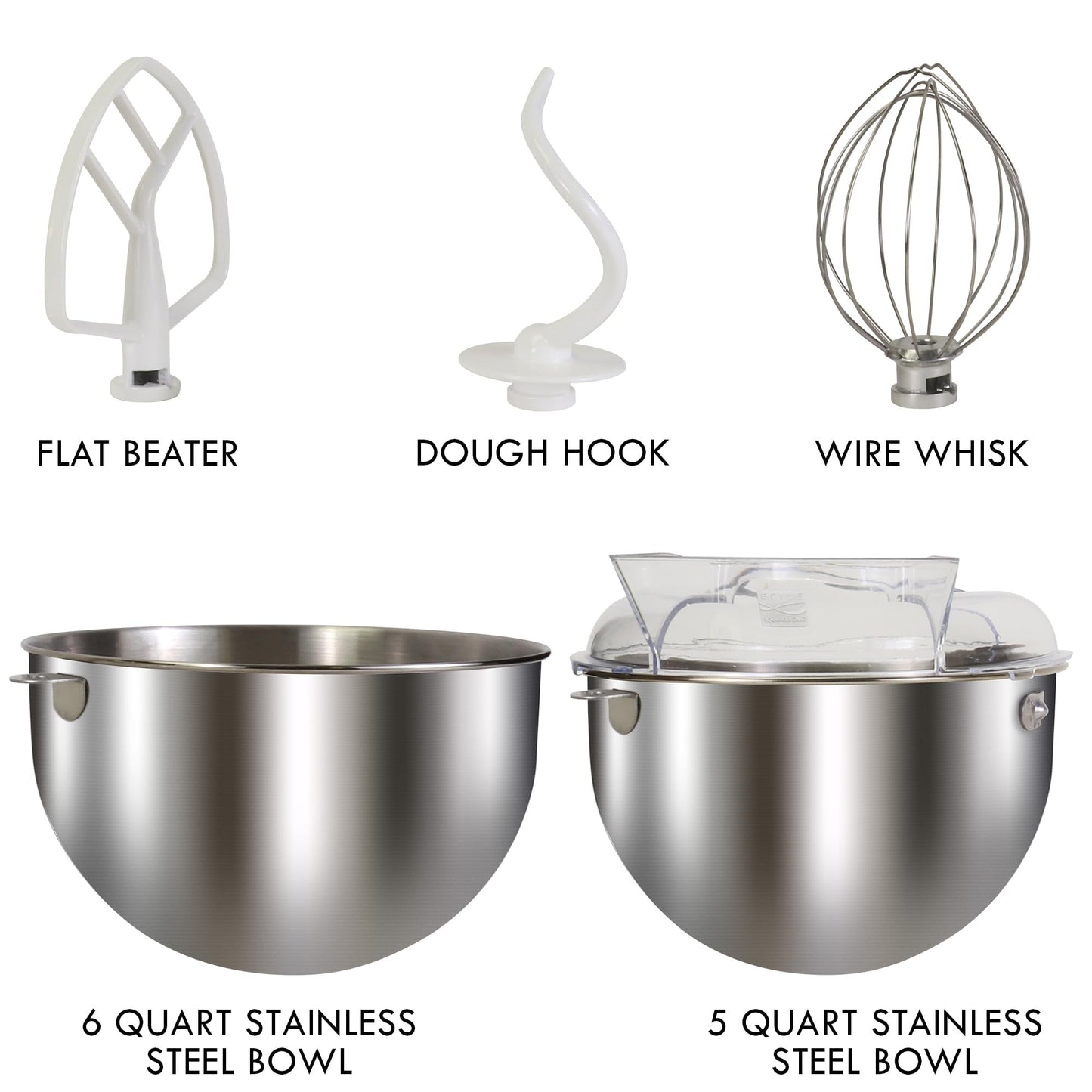 Kenmore Elite Bowl-Lift Stand Mixer – Professional Electric Batidora de Pie for Baking Heavy Duty Countertop Kitchen Appliance with 5 & 6 Qt Stainless Steel Bowls Flat Beater Whisk Dough Hook