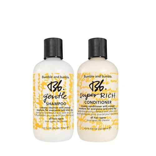 Bumble and bumble. Gentle Shampoo + Super Rich Hair Conditioner Full Size Set | Hydrating + Adds Shine | Curly, Wavy, Straight | With Glycerin + Avocado Oil