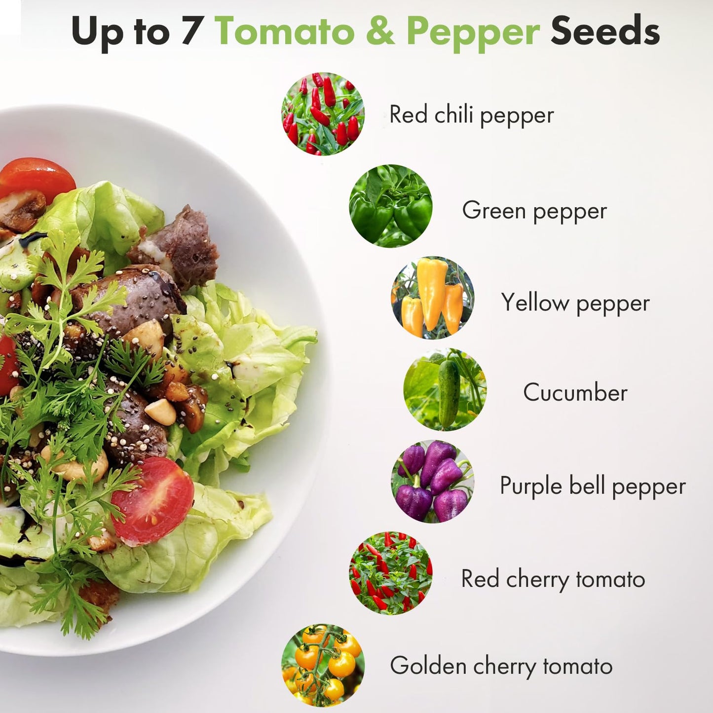 Red Heirloom Cherry Tomato Seed Pod Kit for AeroGarden, iDOO, Ahopegarden Hydroponics Garden, 7-pods, 350 Seeds+, Include Golden Red Cherry Tomato Purple Bell, Green, Yellow Pepper