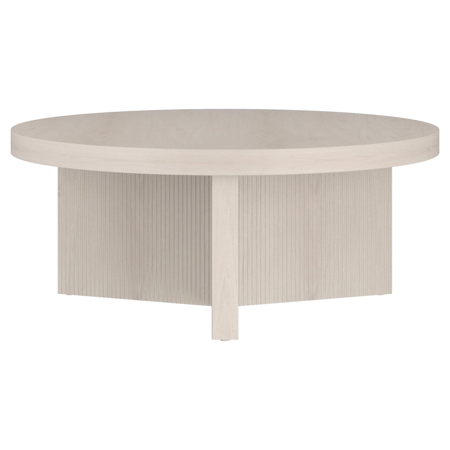 Henn&Hart 36" Wide Round Coffee Table in Beech White, for Home, Living Room, Bedroom, Entertainment Room, Office