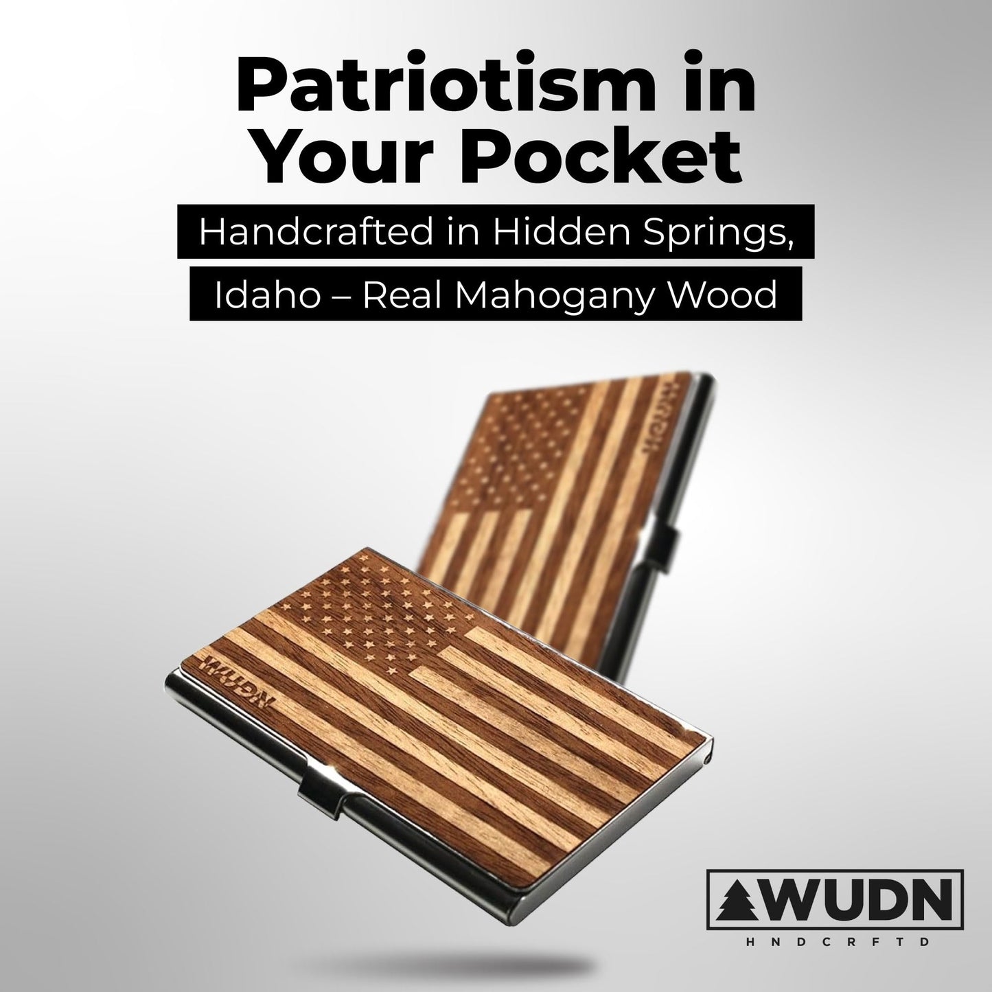 WUDN Handcrafted Business Card Holder Wallet For Men and Women | Holds Up to 20-25 B-Cards or 8-10 Credit Cards | Wooden & Stainless Business Card Case with Buckle Closure, Made in Idaho, USA.
