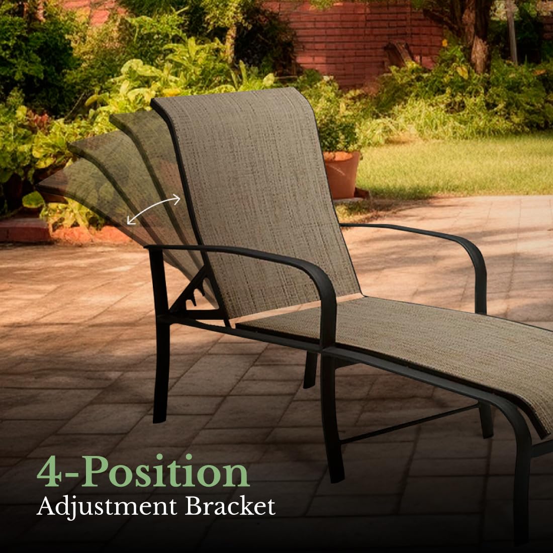 4 Position Adjustment Bracket for Patio Chaise Lounge / Recliner (Black)--Qty 2--