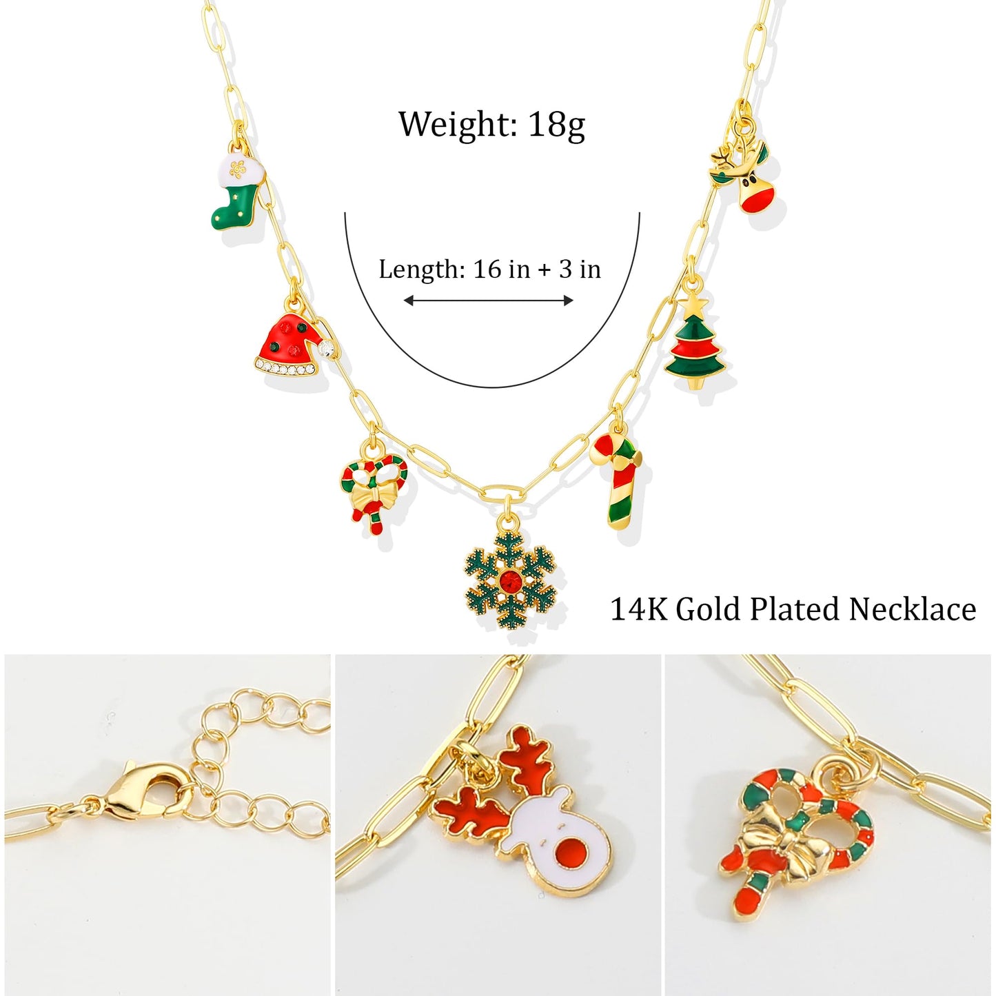 Lydow Christmas Necklaces Jewelry Gifts for Women, Charm Snowflake Accessories Christmas Tree Snowman Jingle Bell Reindeer Winter Xmas Party Holiday