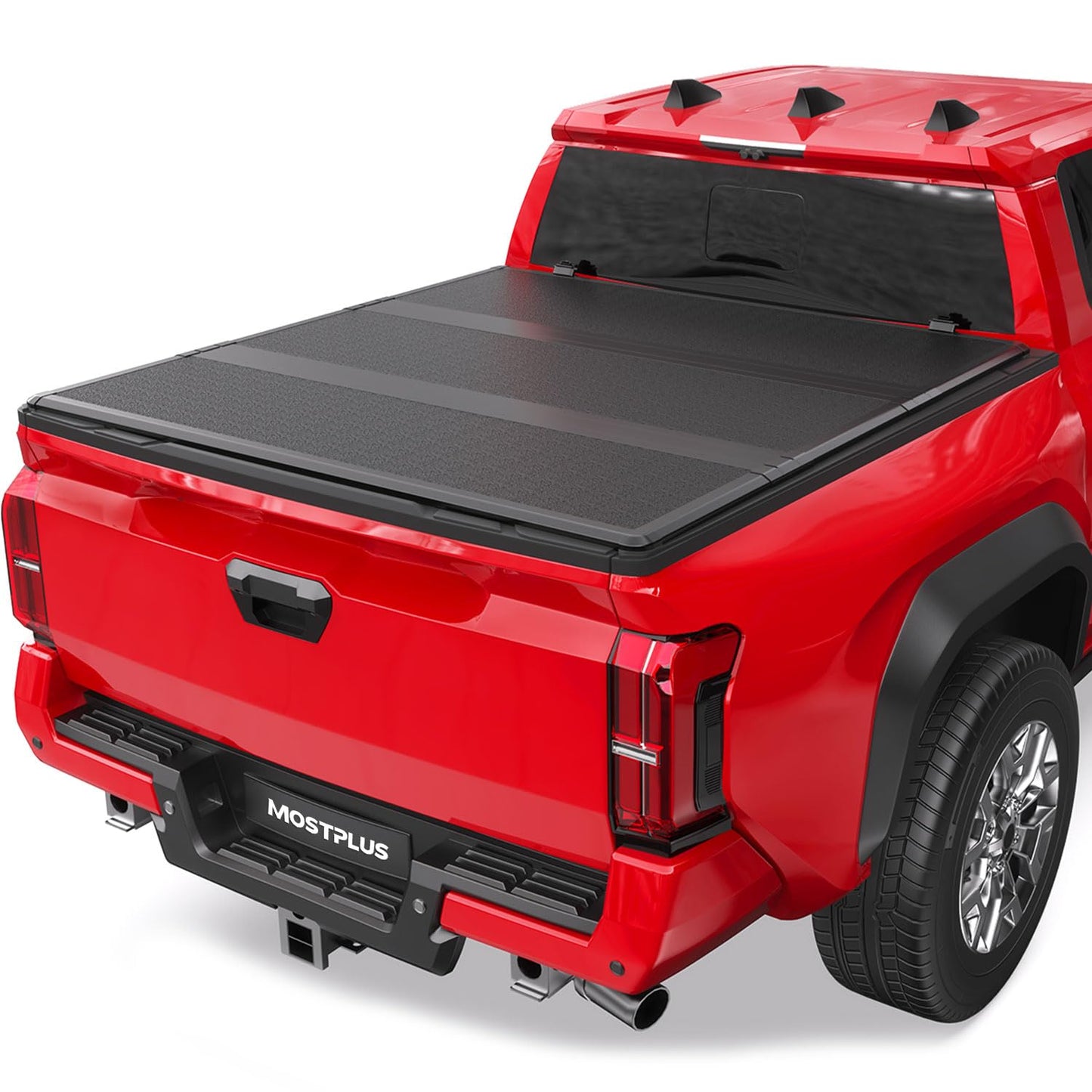 MOSTPLUS 5FT Tri-Fold Hard Fiberglass Truck Bed Tonneau Cover Compatible for 2024 2025 2026 Toyota Tacoma with Deck Rail System (Not for Trail Edition) On Top 60Inch