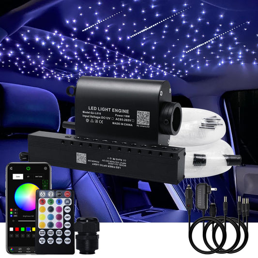 AKEPO 16W 550pcs 13.1ft/4m 0.03in Fiber Optic Starlights Headliner Kit with Meteor, Shooting Star Car Home Use APP/Remote Control Music Sync Fiber Optic Lights Kit