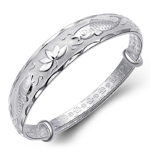 925 Sterling Silver Bracelet Plated Cuff Bangle Bracelet Fashionable Multi-layer Cross Wire Bangle Bracelet Open Adjustable Wide Cuff Bracelet for Teen Girls Fashion Jewelry (silver J)