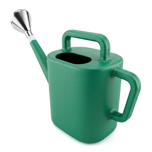 2 Gallon Resin Watering Can，Garden Outdoor with Removable Long Spout and Stainless Steel Sprinkler Head,Large Plastic Suitable for Garden, Indoor Plants, or Outdoor Flowers (Green) (10L)
