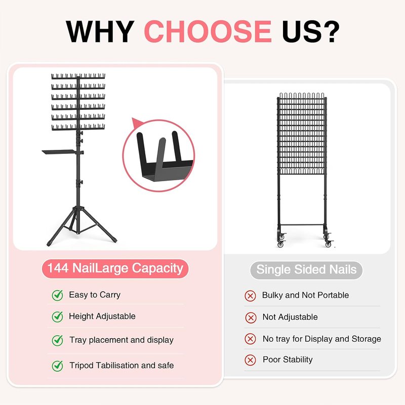 Braiding Hair Rack Stand - Heavy Duty 2-Sided Holder with 144 Pegs | Adjustable Height & Storage Bag