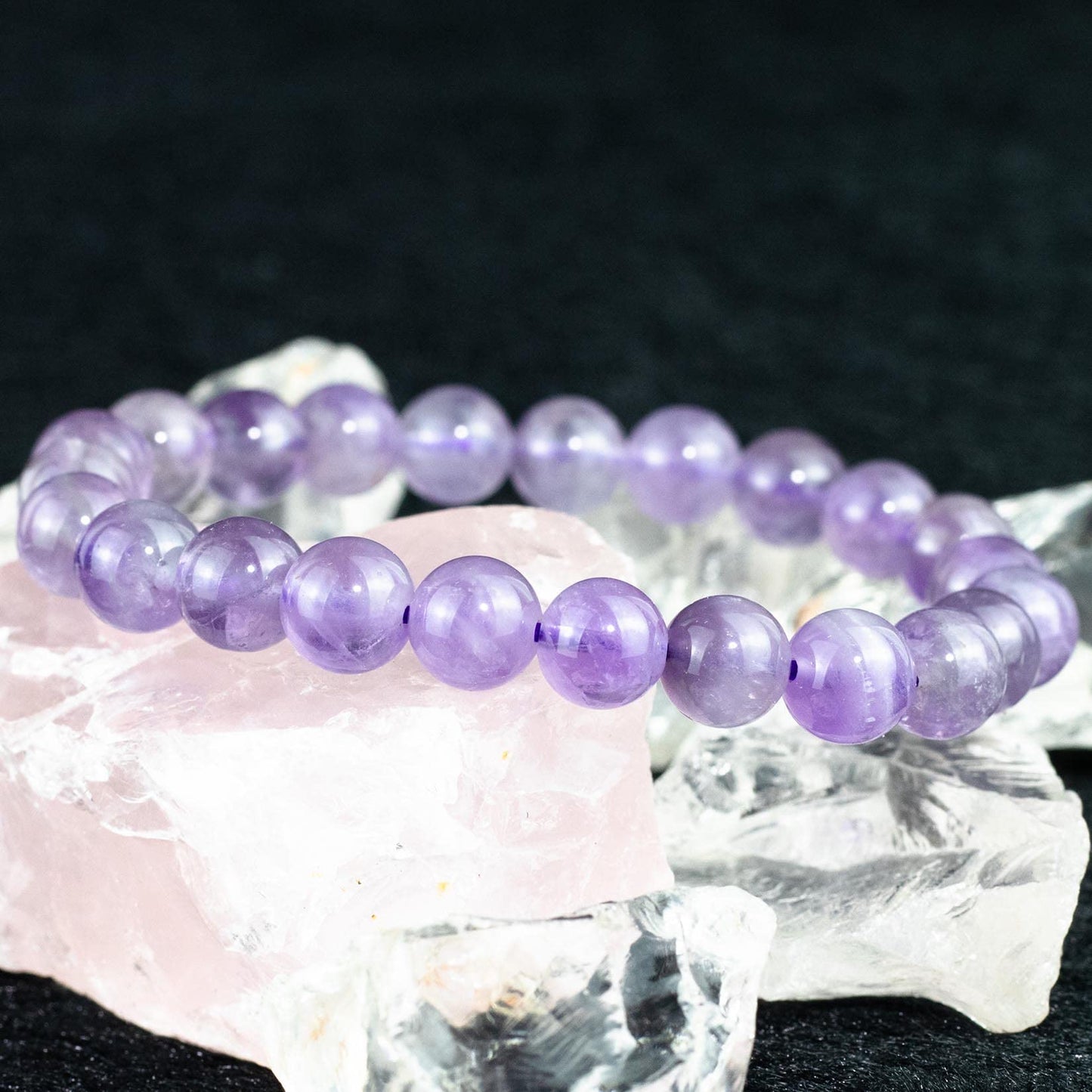 DAZCOLO 8mm Natural Gemstone Stretch Bracelet, Handmade Unisex Crystal Bracelets for Meditation, Yoga, Spiritual Healing & Positive Energy (lavender quartz)