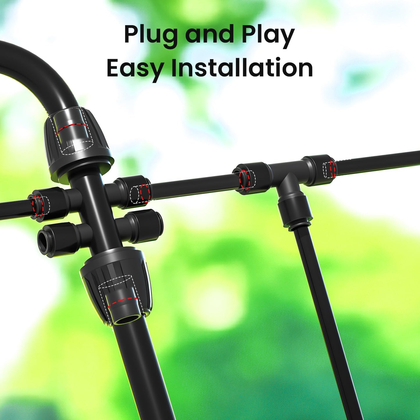MIXC 247 FT Drip Irrigation System,Quick Connector Garden Watering System Automatic Sprinkler System Kit for Lawn Raised Bed Greenhouse Plant Watering System with 1/4'' Tubing,Drip Emitters,Connectors