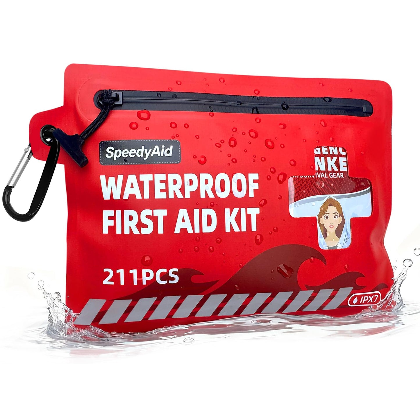 211 PCS Waterproof First Aid Kit, IPX7 Rated Dry Bag with Airtight Zipper, Portable Emergency Medical Supplies for Hiking, Boating, Swimming, Camping & Outdoor Activities