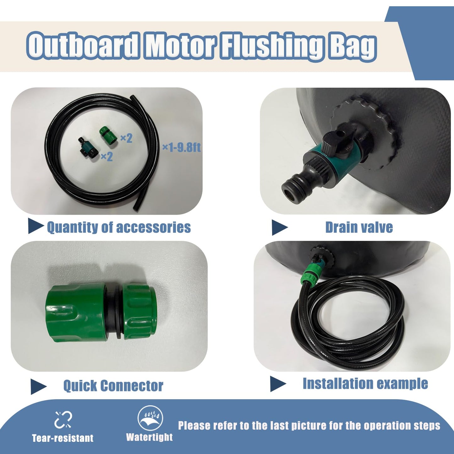 FEIJAZUM Outboard Motor Flushing Bag for Outboard Flushing on Land, 27.6'' x 27.6'' x 30'', Outboard Engines Flushing Bag Suitable for Under 350HP Outboards (0-350HP Outboard Motor)