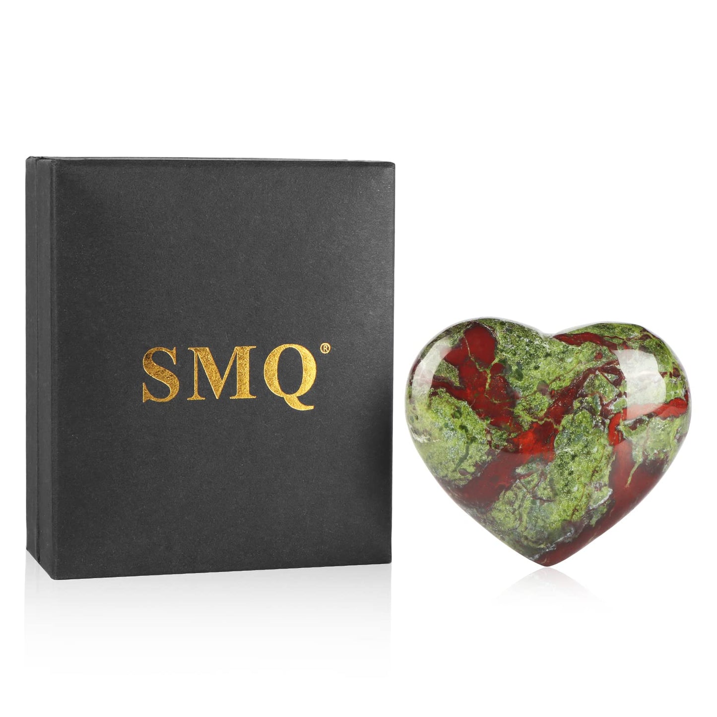 SMQ 60mm Dragon Blood Stone Crystal Heart Worry Stone Hand Carved Polished Gemstone Pocket Chakra Palm Love Worry Stones for Spiritual Healing Meditation