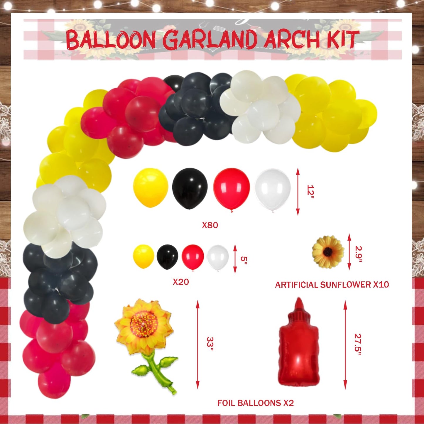 137 PCs BBQ Baby Shower Decorations, Hombae Its A Baby Q Baby Shower Decorations Backdrop Balloon Garland Banner Tablecloth Cake Cupcake Topper Boxes Cutout Barbecue Picnic Sauce Bottle Red Black
