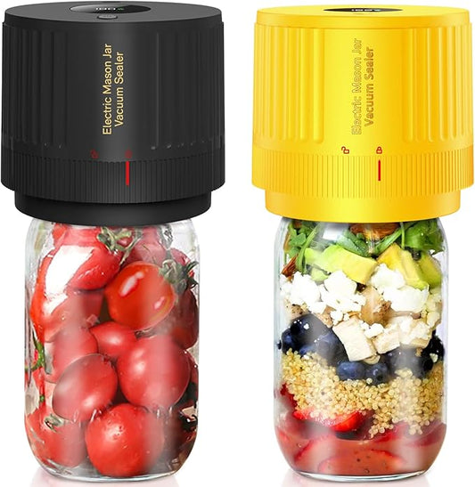 LOVE MOMENT Electric Mason Jar Vacuum Sealer Kit Black & Yellow
