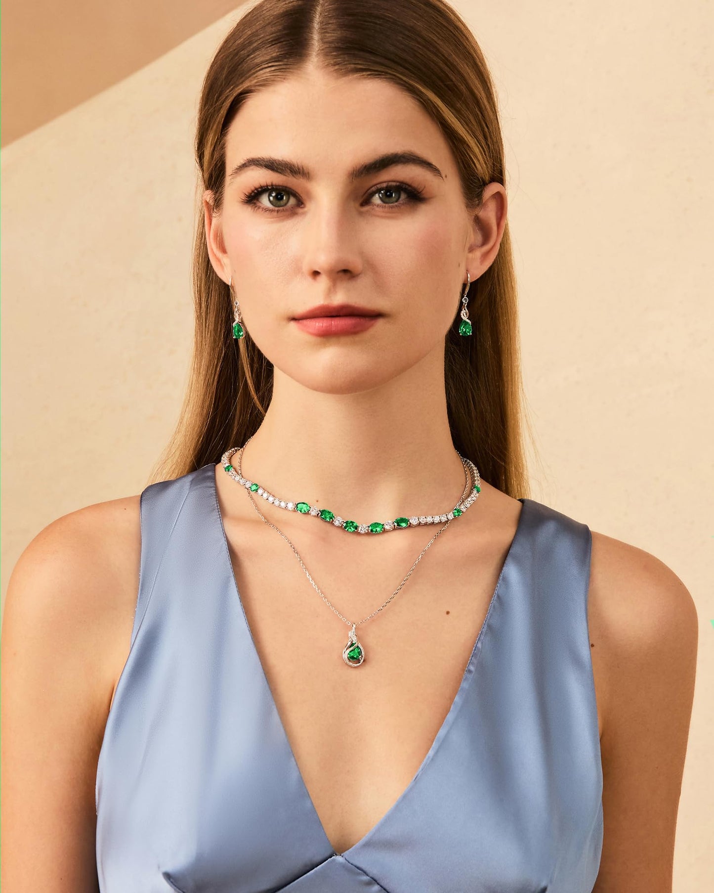 FANCIME Emerald Necklace May Birthstone Sterling Silver Infinity Knot Pendant Necklace Green Gemstone Fine Jewelry Birthday Mothers Day Gifts for Women Mom