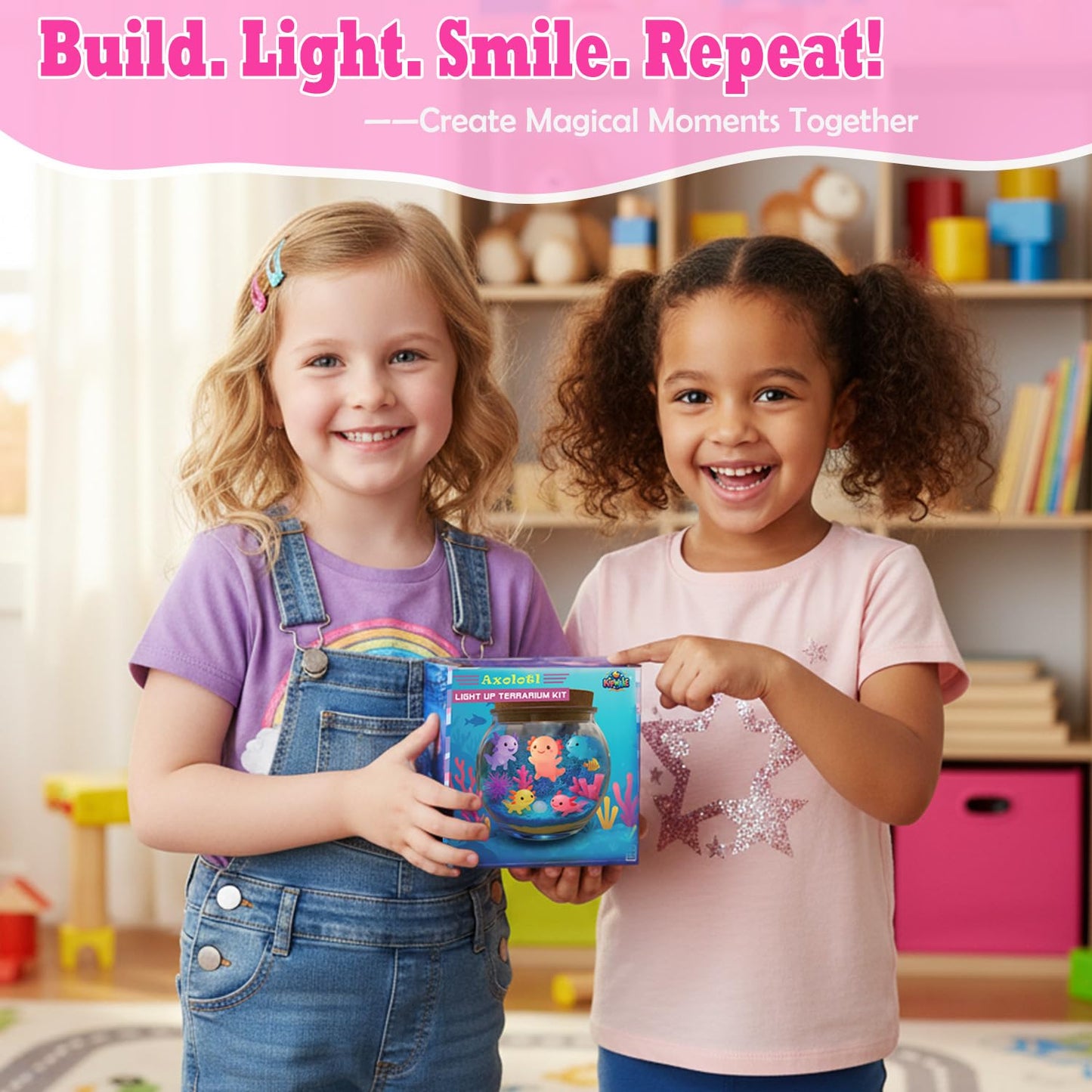 Axolotl Gifts for Girls & Boys – DIY Glow Jar Toy with LED – Cute Axolotl Night Light Arts and Crafts for Kids Ages 4 5 6 7 8-12 Year Old – Great Room Decor, Birthday Decorations & Easter Gifts
