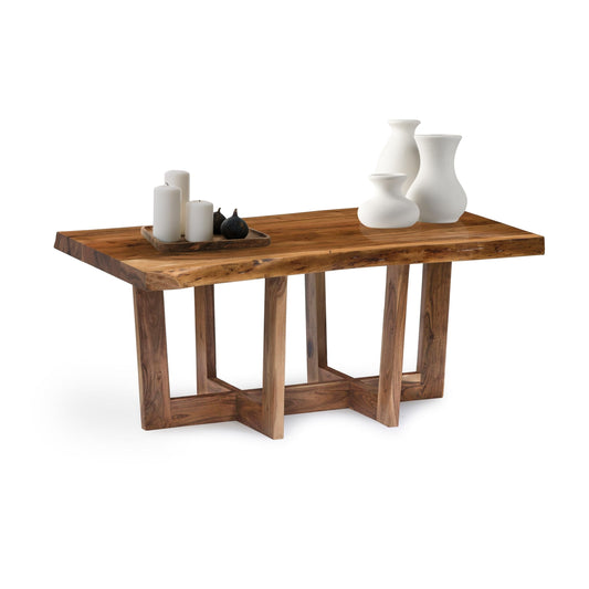 Alaterre Furniture Berkshire Live Edge Solid Wood 42 inch Coffee Table, Natural