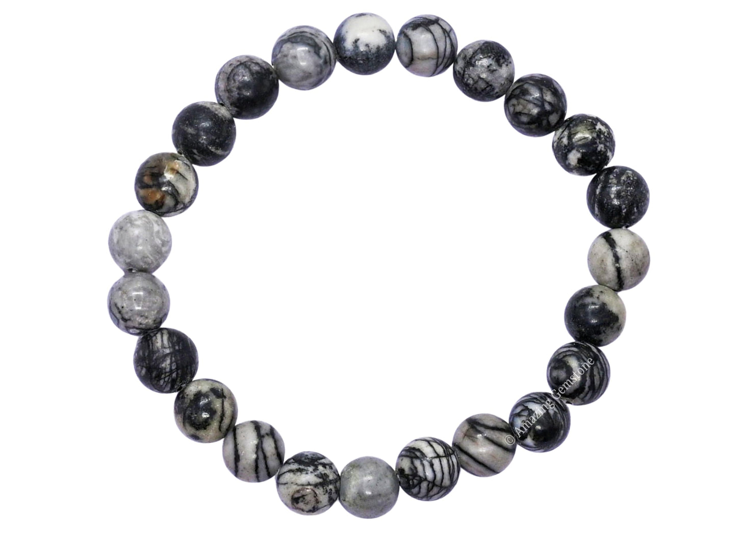 Amazing Gemstone Black Picasso Jasper Bracelet for Women Men's Gifts - Protection Healing Crystal Bracelet - 8mm Gemstone Beaded Stretchable Bracelet Pulseras Para Hombres Mujer Stocking Stuffers Mothers Day Gift