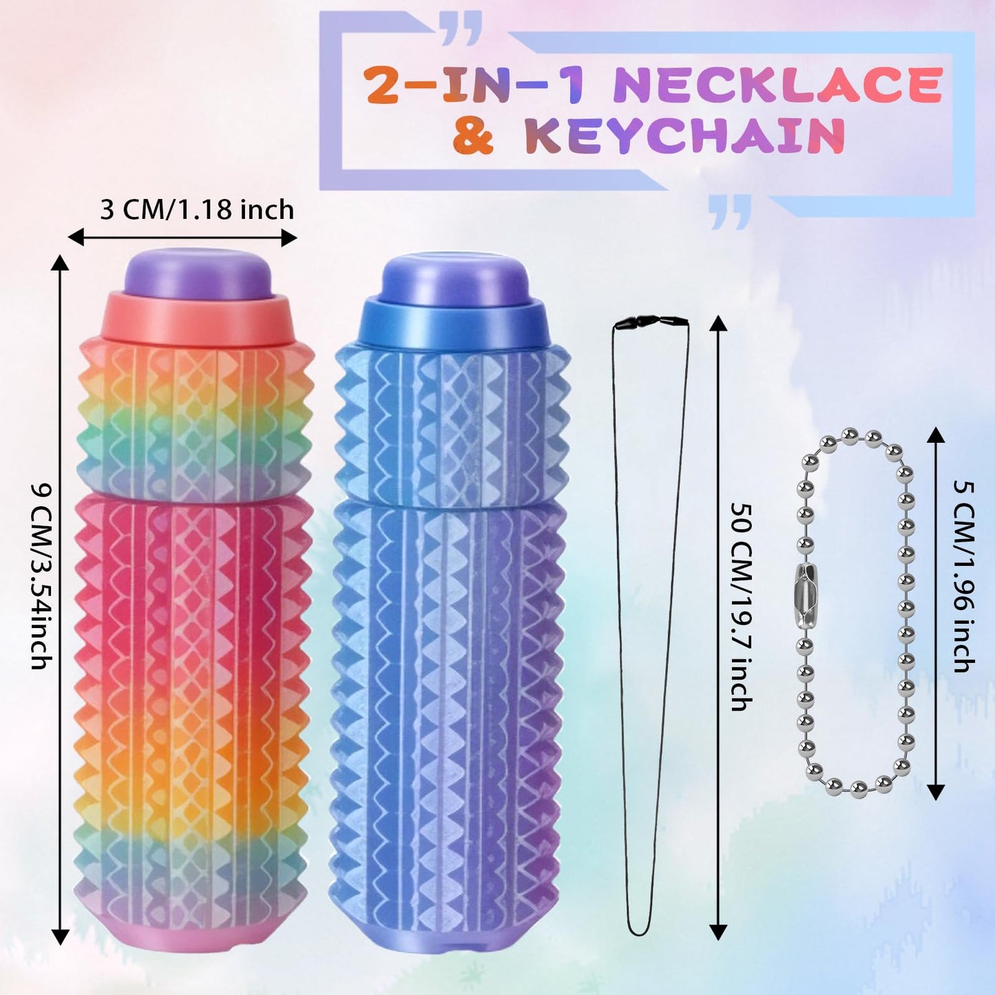2PCS Little Ouchies Fidget, 3 in 1 Pocket Mini Fidget Toy for Adults, 3D Printed Spiky Grippie Stim Tool, Pain Stim Fidgets Toys, Gifts for Adult with Autism ADHD Anxiety Stress Relief
