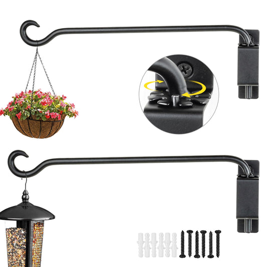 AJART Swivel Hanging Plant Bracket: Outdoor Bird Feeder Hangers for Wall Mount 16 Inch - 2 Pieces Hummingbird Feeder Hook for Flower Basket
