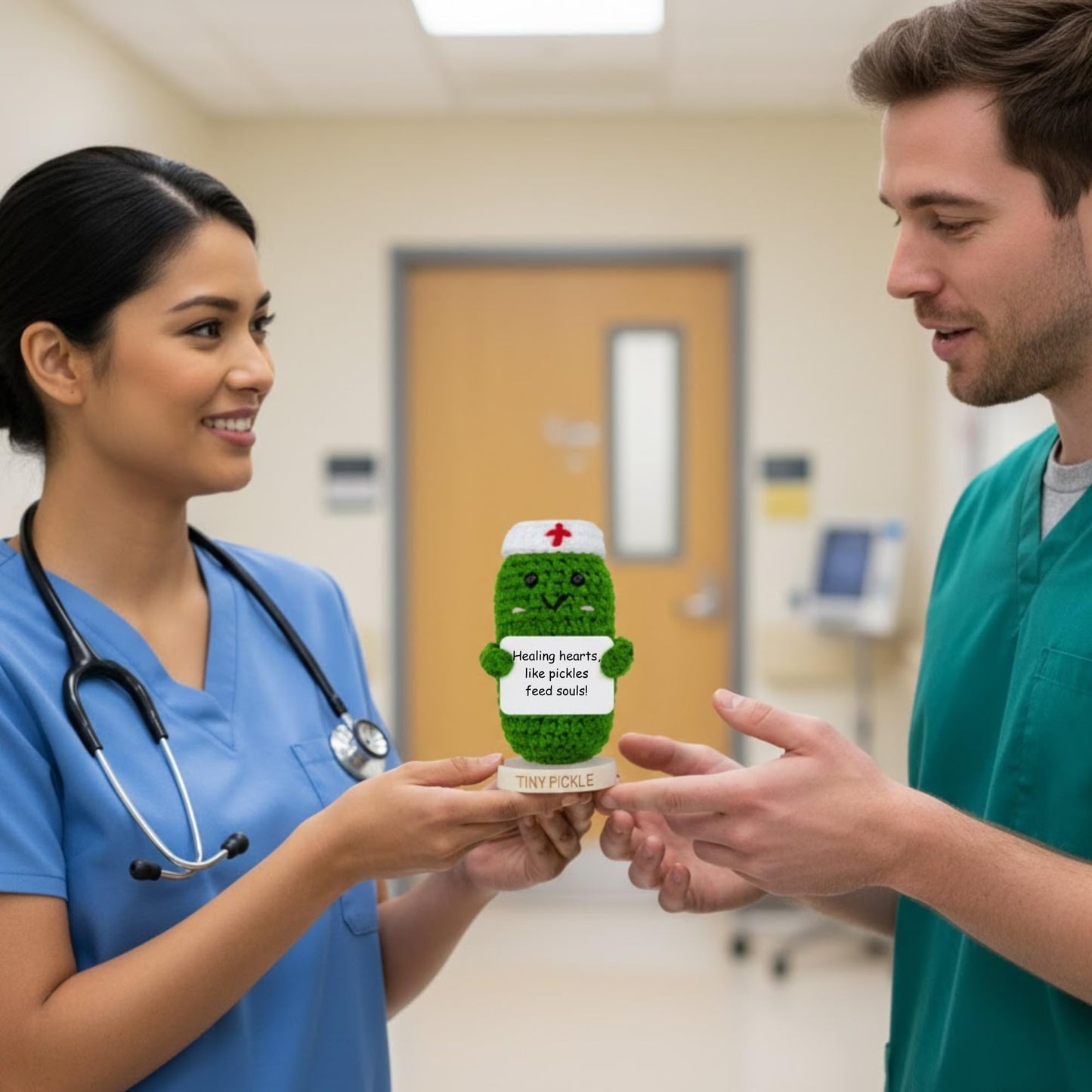 Nurse Gifts for Women - Positive Pickle Crochet W/ 30 Appreciation Cards | Funny Gift for Nurse Week, Birthday, Mothers Day, Nursing School Graduation, Bulk Staff Presents for RN, LPN, School Nurses