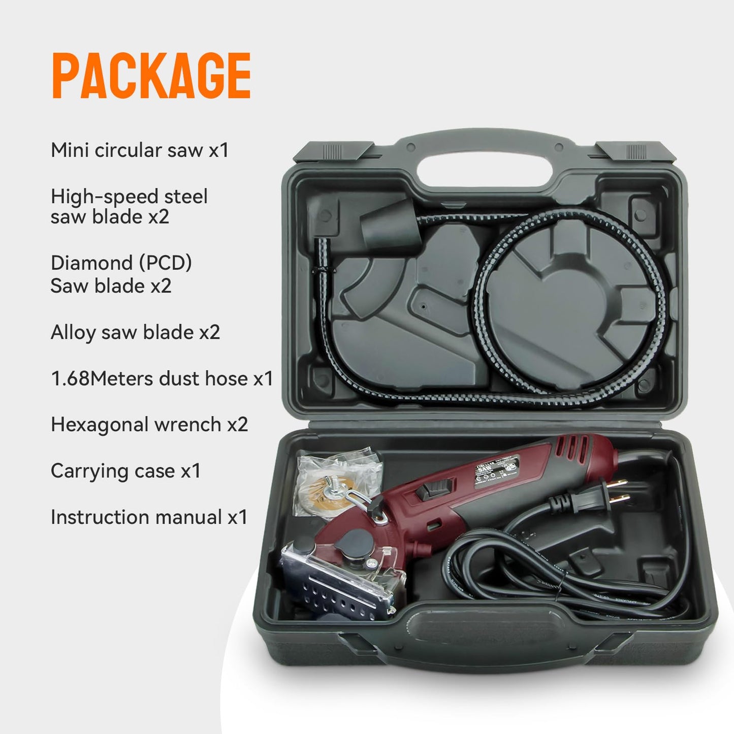 BRZOXIN Mini Circular Saw Set, Handheld Circular Saw Corded 3400RMP 400W 110V Max Cutting Depth ½ Inch/12mm w/6 Blades, Multifunction Compact Circular Saw for Wood Drywall Tile Soft Metal PVC Pipe