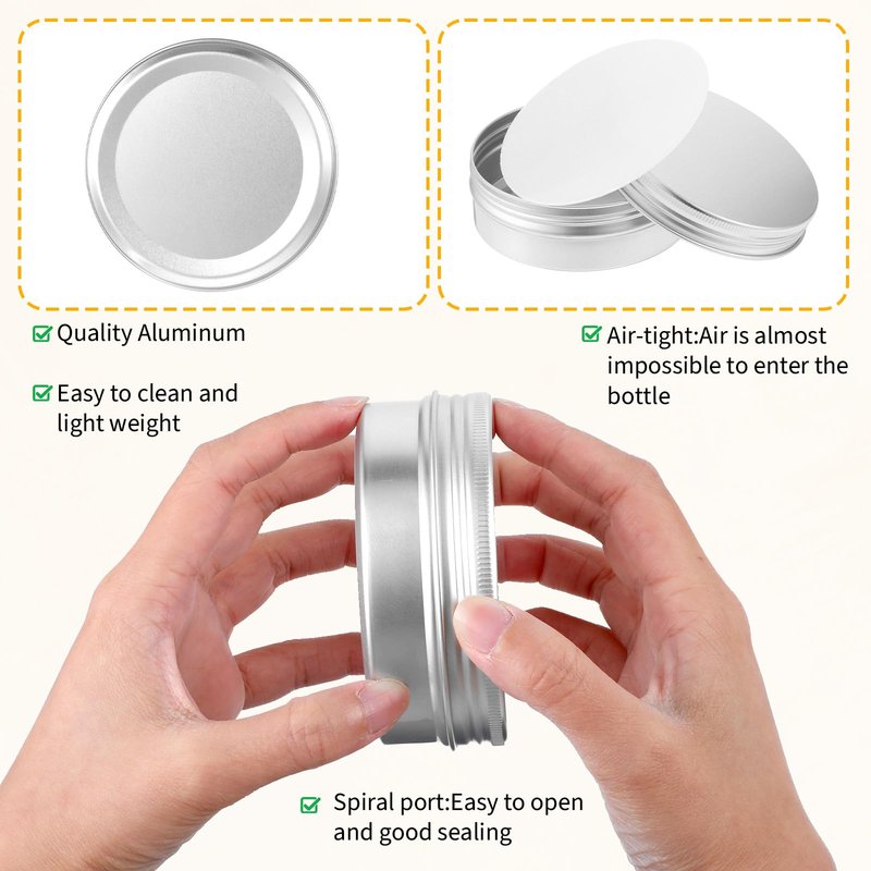 4 oz Tins with Lids, 30 Pack 4oz Tins Wide Mouth Aluminum Tin Cans, Durable Salve Containers Round Metal Tin with Lid,Candles or Salve(Silver)