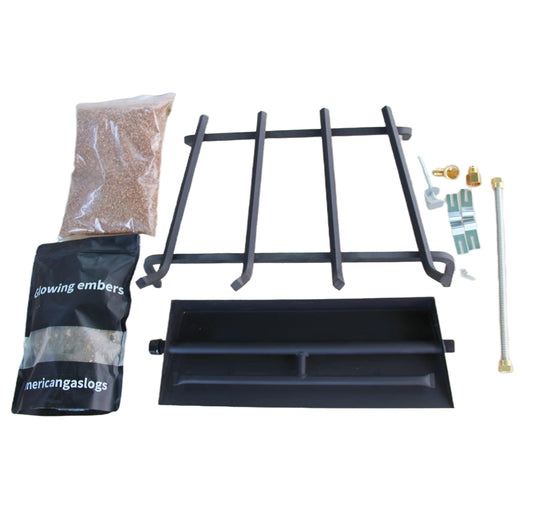 18"-30" Burner Pan for Gas Fireplace Gas Fireplace Burner Gas Logs Propane Burner (18 inch Two Pipe)