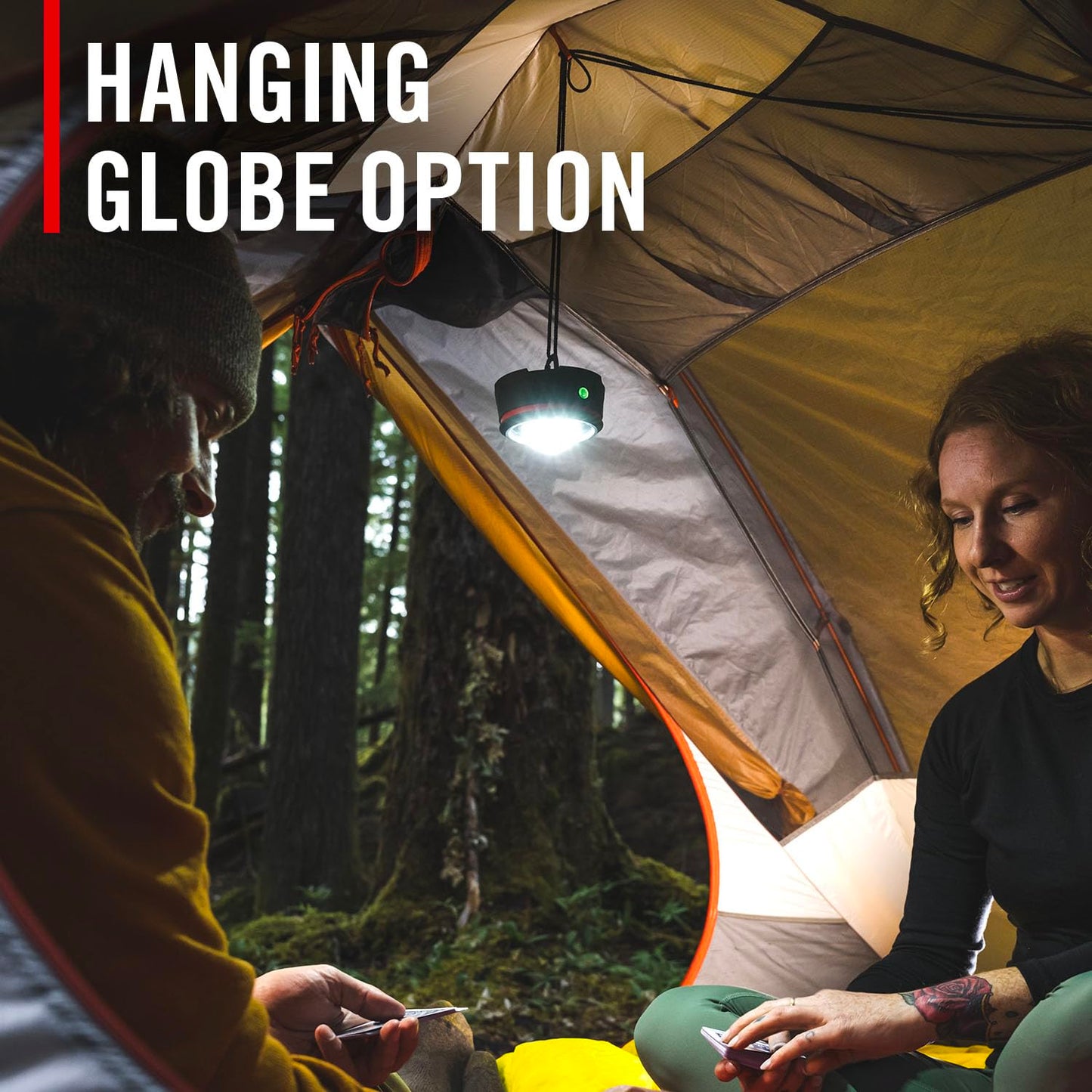 COAST EAL10R 500 Lumen Rechargeable Emergency Camping Lantern with Red Flashing Mode, Carabiner, Diffuser, Foldeable Handle, Moonglow™ Low Mode, 72 Hours of Runtime
