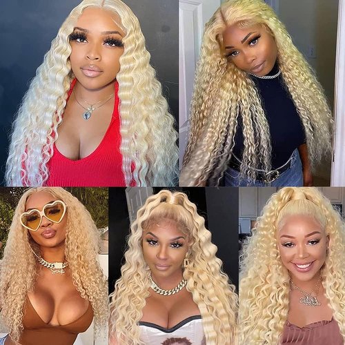 Giginger Brazilian Human Hair Bundles 18 20 22 Inch Blonde 613 Color Deep Wave Bundles Human Hair Unprocessed Virgin Quick Weave Hair for Black Women