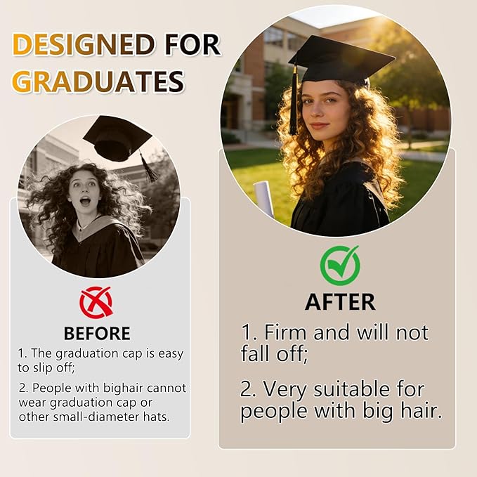 ZEYER Graduation Cap Headband for Women, Firm Anti-fall HairBand for Graduation Hat, Hat Accessories for Graduates, Students Ideal For Graduation Ceremonies