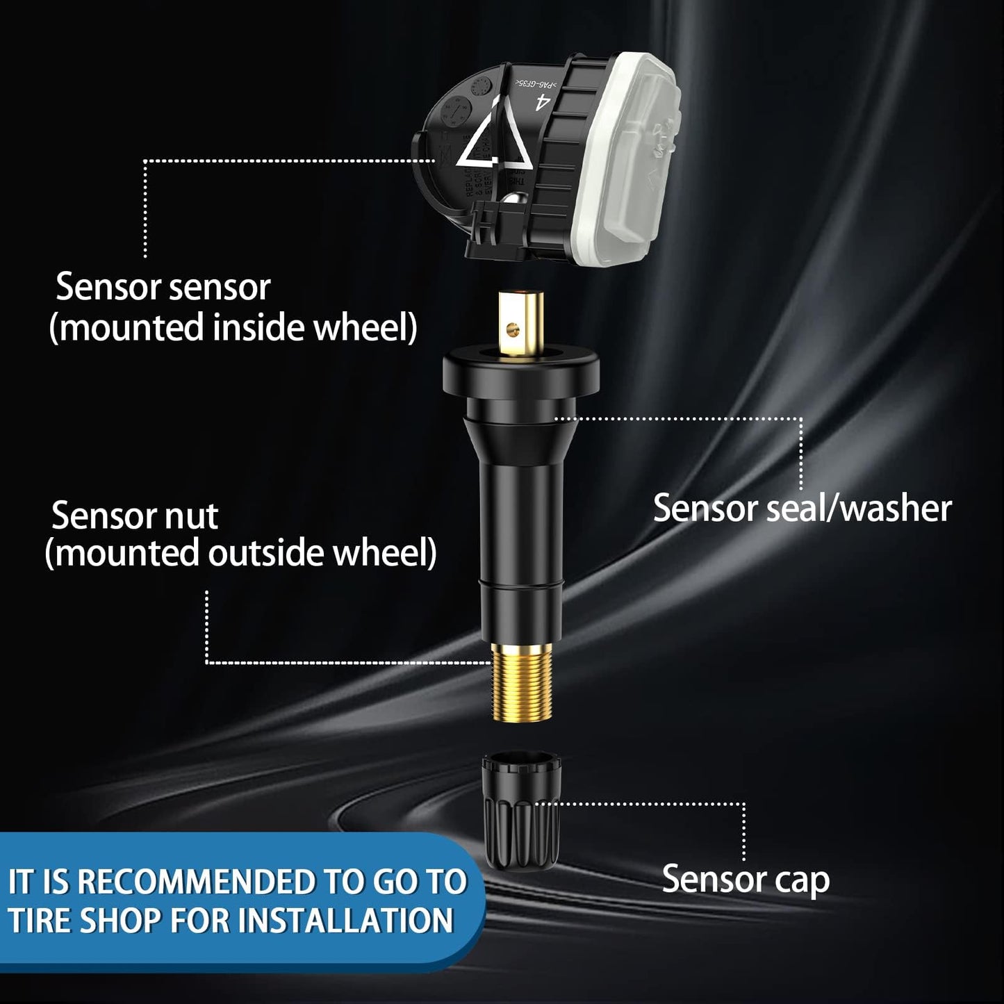 GEARMEISTER Tpms Sensor, 433MHZ Tire Pressure Sensor for Chevrolet/Buick/Cadillac/GMC Acadia Sierra 2016-2022, Pre-Programmed TPMS Sensors 13598773 13589601 13506028 13594222 4 PCS