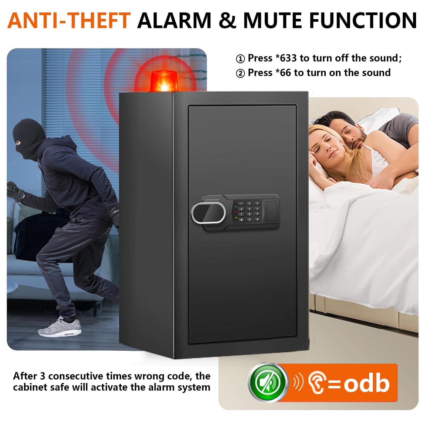 6.0 Cuft Large Fire and Waterproof Safes for Home, Anti-theft Fireproof Lock Box with Digital Keypad, Removable Shelves and Alert System, Personal Fire Proof Safe for Home Documents Valuables