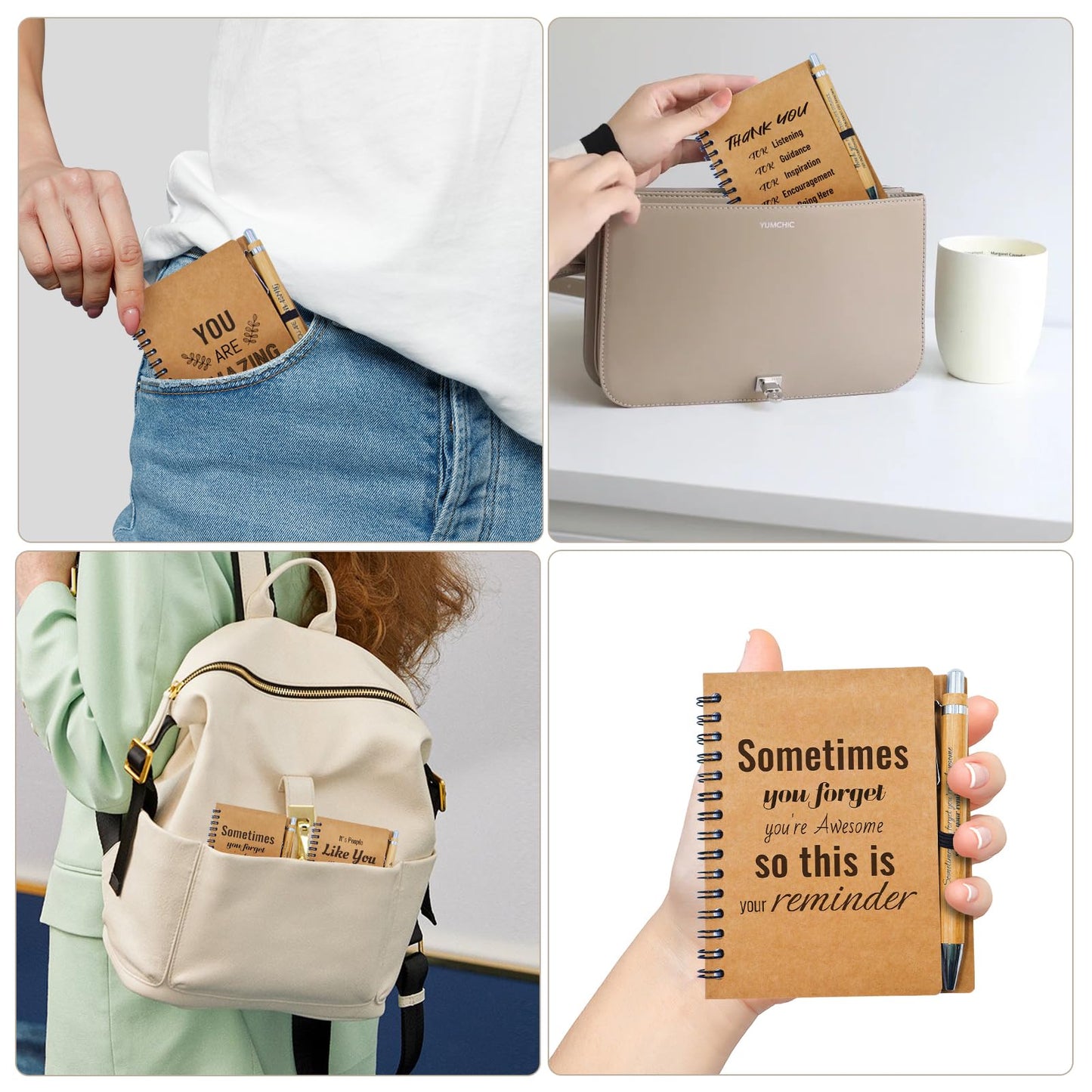 60 Pcs Employee Appreciation Gifts Bulk -30 Sets of Inspirational Notebooks with Motivational Pens, Small Notepads for Coworkers, Office Staff, Team, Volunteer, Group, Teachers, Thank You Gifts