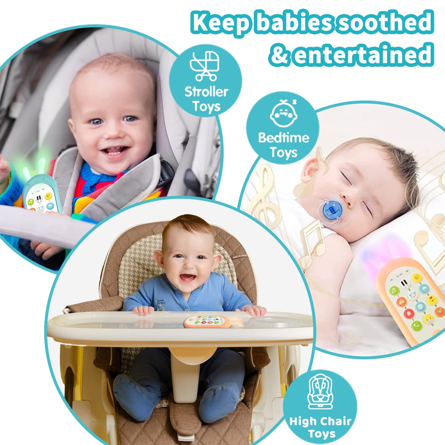 Richgv Baby Cell Phone Toy - Sensory Learning Toys with 12 Functions, 6 to 12 Months, Light & Multi Sound Effects, Teething Toys for Babies & Infant Gifts