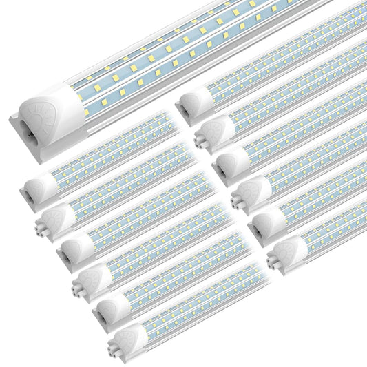 SHOPLED (12 Pack LED Shop Light 4FT, 48W 7200LM 6000K Cool White, D-Shaped, Linkable LED Light Fixtures, T8 Tube Lights 4FT for Workshop Garage Basement, ETL Listed
