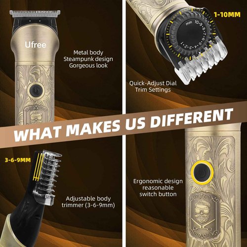 Ufree All in One Beard Trimmer for Men with Electric Foil Shavers Hair Trimmer, Barber Clippers Electric Razor, Professional Men Grooming Kit, Birthday Gifts for Him Men