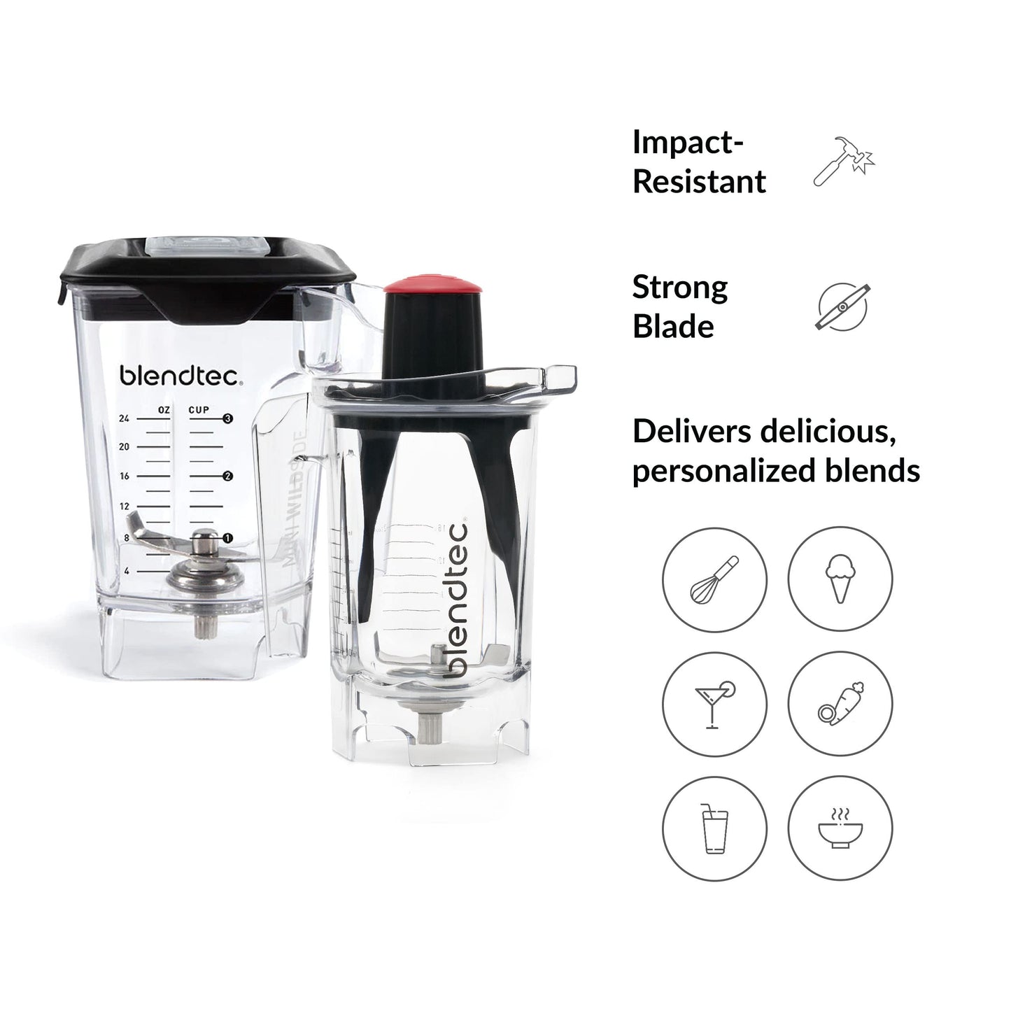 Blendtec 46 oz Mini WildSide+ and 37 oz Twister Bundle - Blender Jars Compatible with Blendtec Blenders