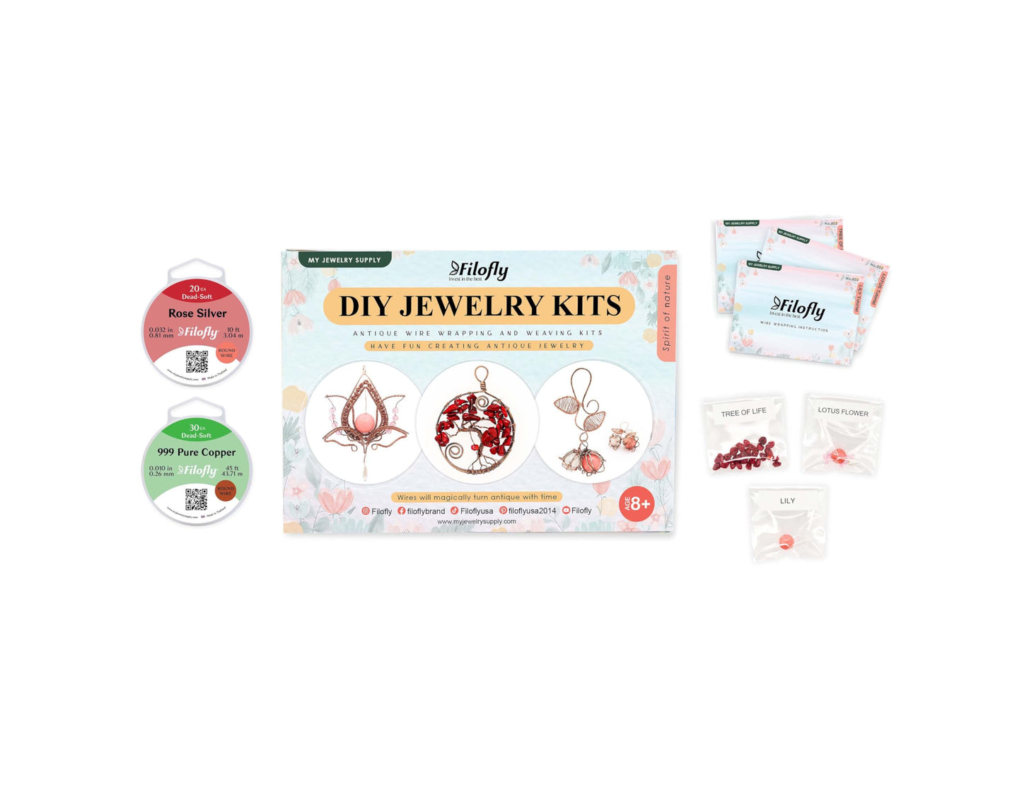 Filofly DIY Jewelry Kit 002, Spirit of Nature Make Your Own Wire Wrapping and Weaving Jewelry, Materials & Instructions Included Jewelry Making Gift, Pendant Tutorial (Spirit of Nature)