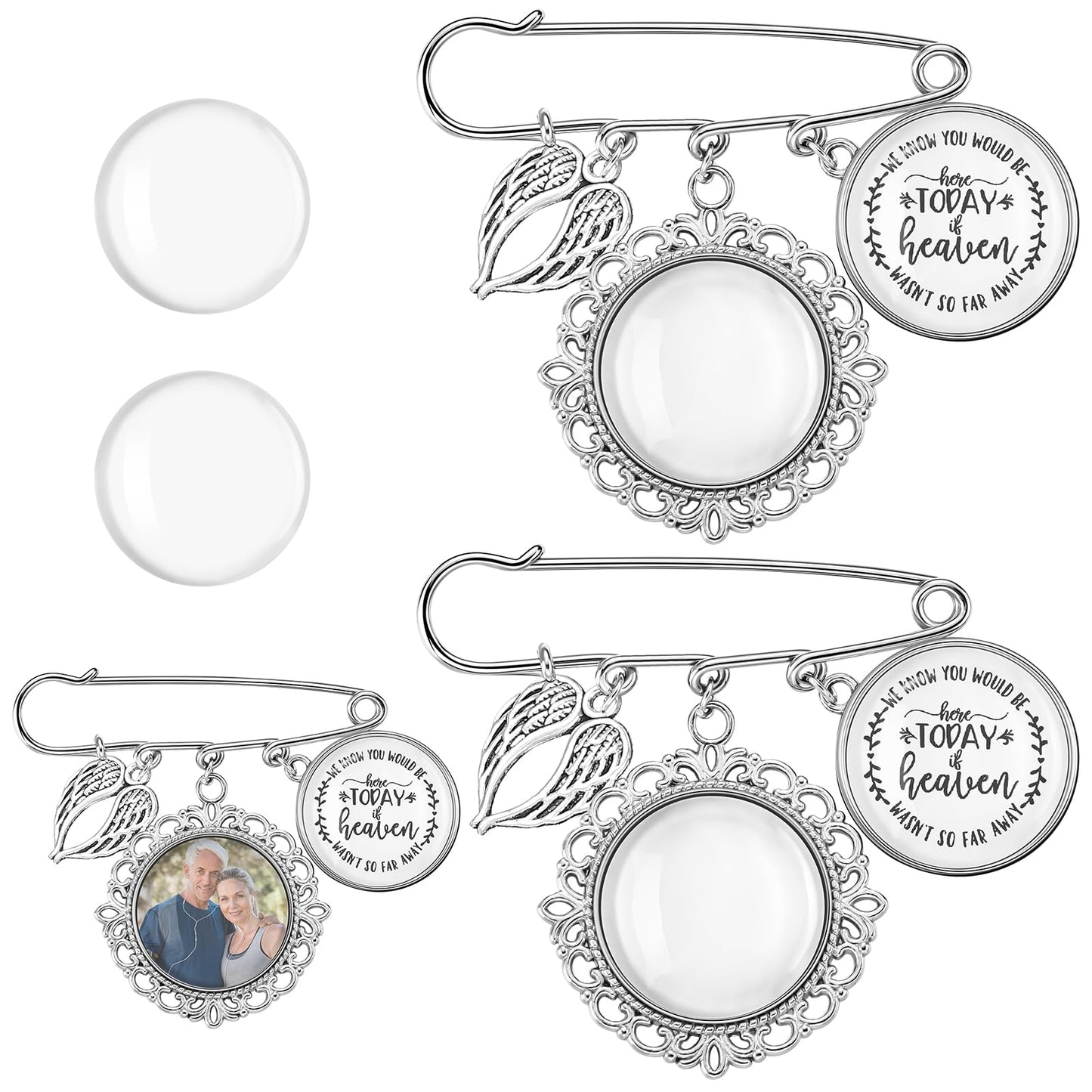 Tondiamo 2 Pcs Memorial Graduation Tassel Photo Charm with Wing DIY Pin Brooch Memory Tassel Picture Grad Cap Decoration Personalized 2026 Grad Gift for Gown Ceremony Bouquet (Silver,Classic)